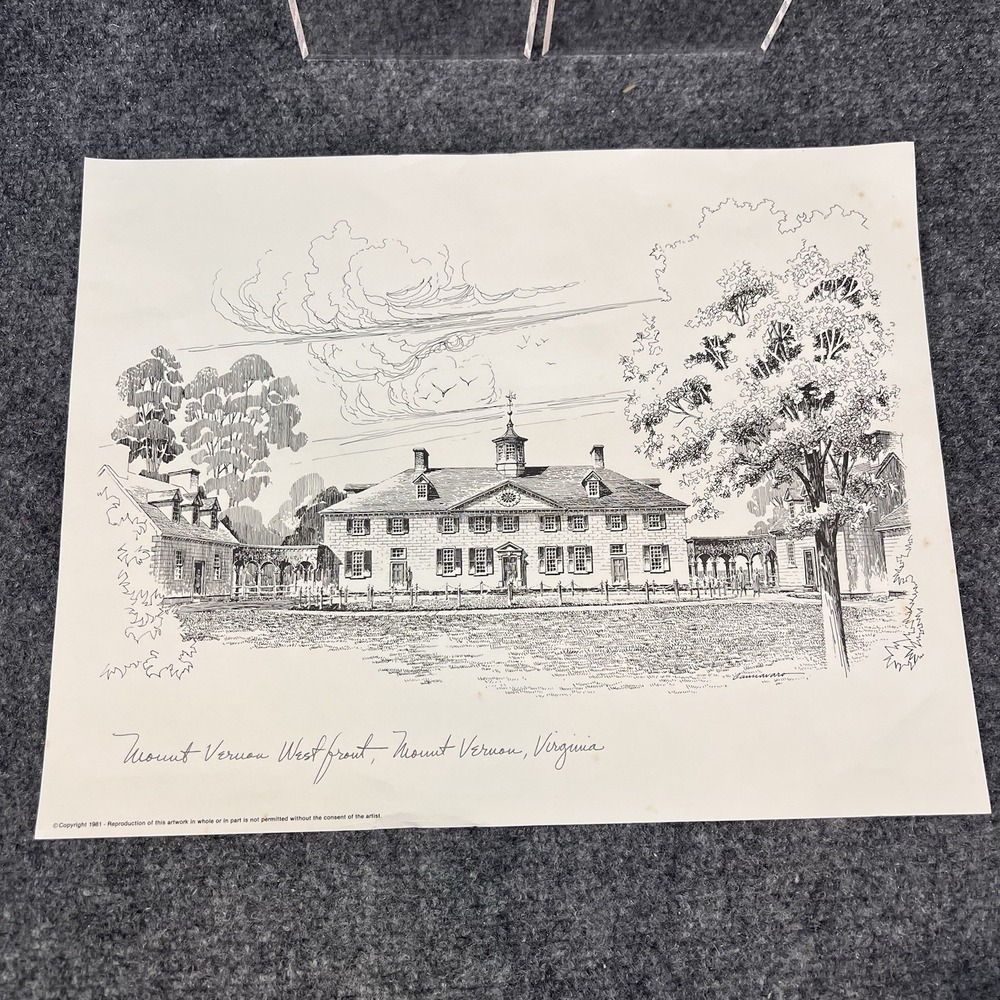 Mount Vernon Westfront – Mount Vernon, Virginia Print Lithograph Don Cannavaro